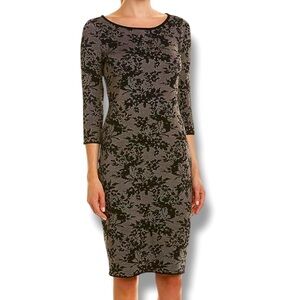 Taylor Black and Tan Sheath Dress with 3/4 Sleeves